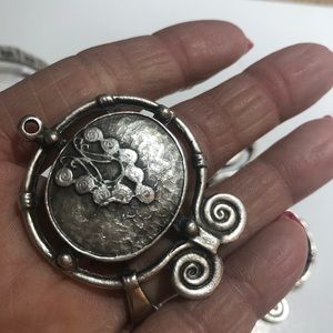 Beautiful Tribal Silver Plated Pendant diy NWT